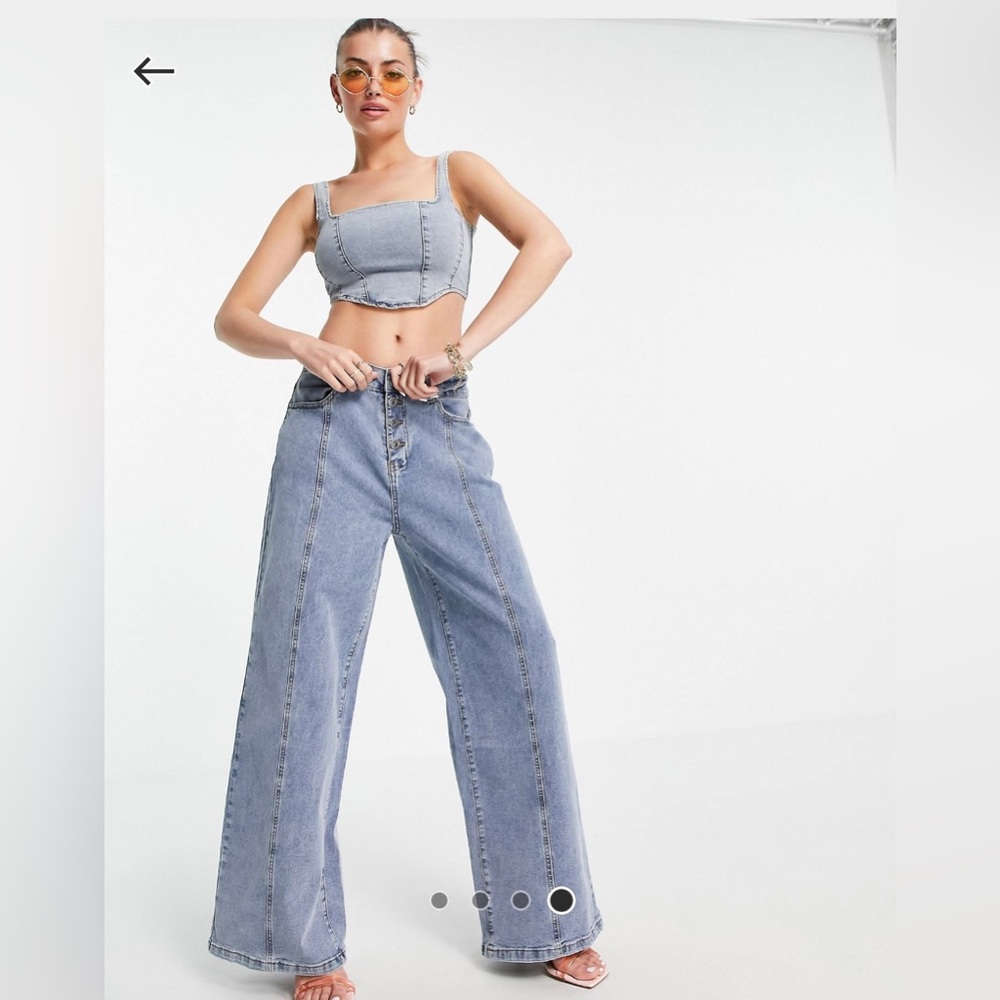 Fae denim corset set (tank and pant set)
